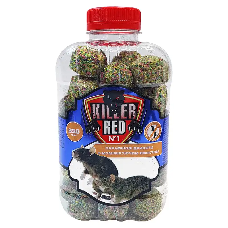 red-killer-wax-briquette-from-rats-nut-330g-pet-front RED KILLER восковий брикет від щурів Горіх 330 г ПЕТ