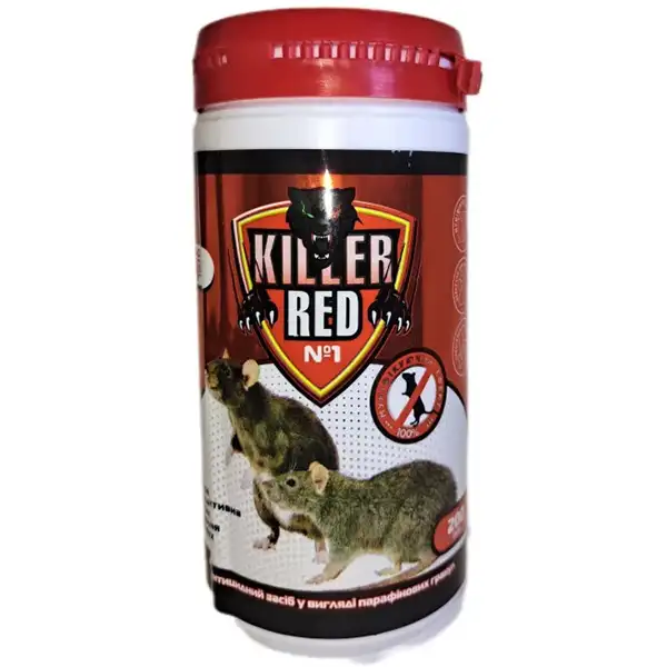 red-killer-wax-pellet-from-rats-200g-pet-front RED KILLER воскова гранула від щурів 200 г ПЕТ