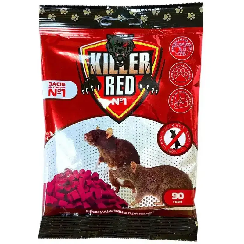 red-killer-wax-pellet-from-rats-90g-pet-front RED KILLER воскова гранула від щурів 90 г ПЕТ